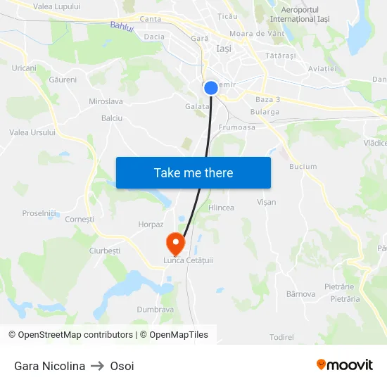 Gara Nicolina to Osoi map