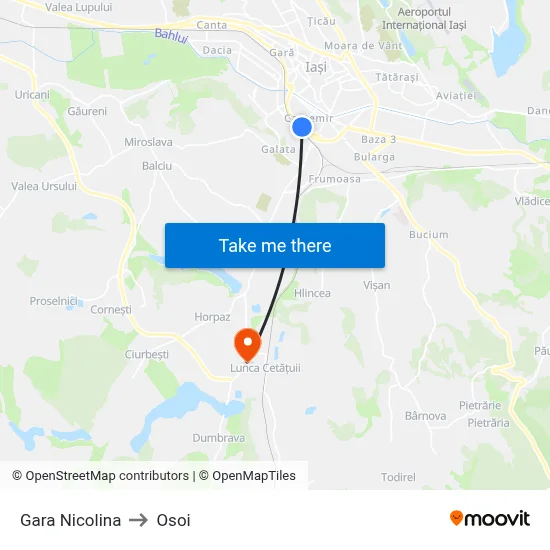 Gara Nicolina to Osoi map