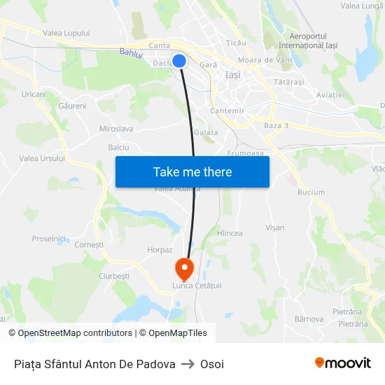 Piața Sfântul Anton De Padova to Osoi map
