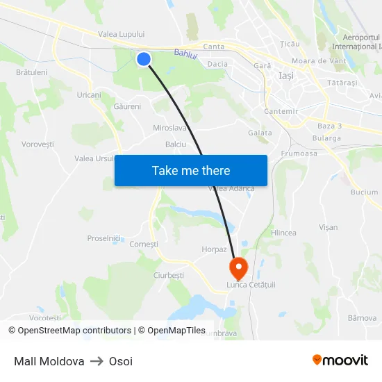Mall Moldova to Osoi map