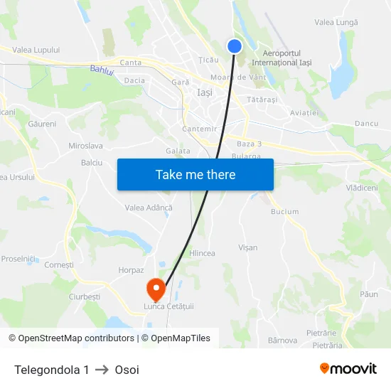 Telegondola 1 to Osoi map