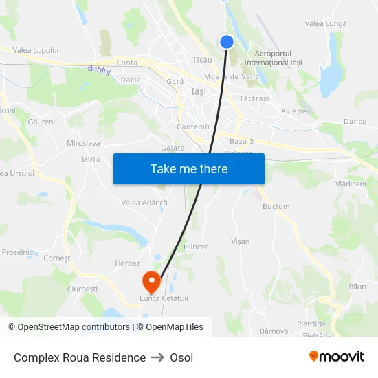 Complex Roua Residence to Osoi map