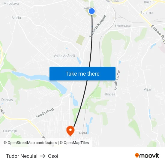 Tudor Neculai to Osoi map