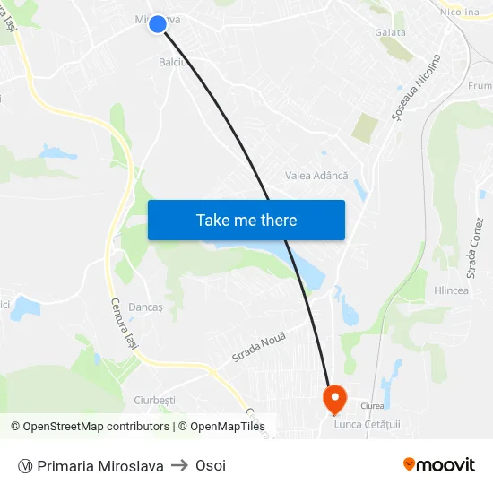 Ⓜ Primaria Miroslava to Osoi map