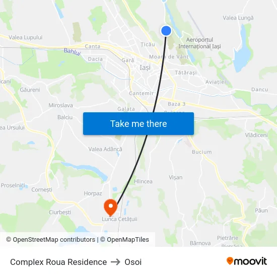 Complex Roua Residence to Osoi map