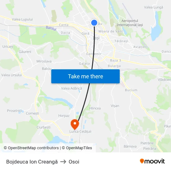 Bojdeuca Ion Creangă to Osoi map