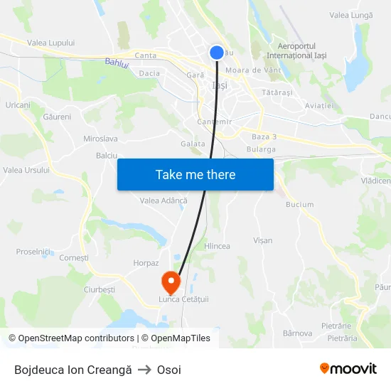 Bojdeuca Ion Creangă to Osoi map