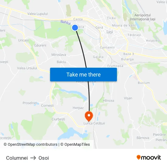 Columnei to Osoi map