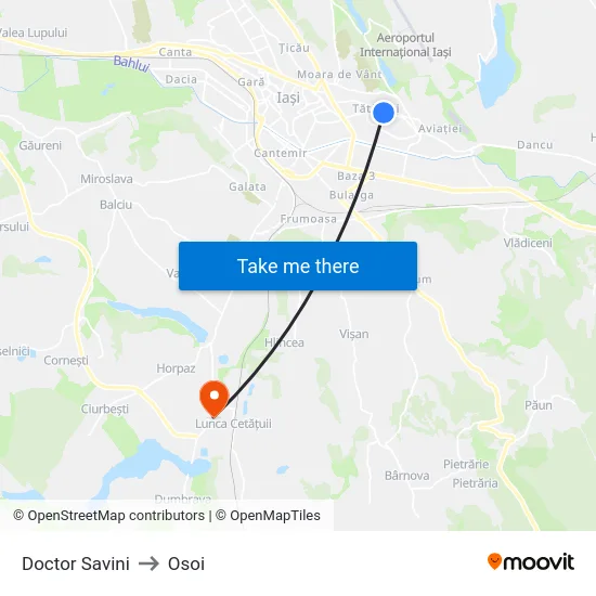 Doctor Savini to Osoi map