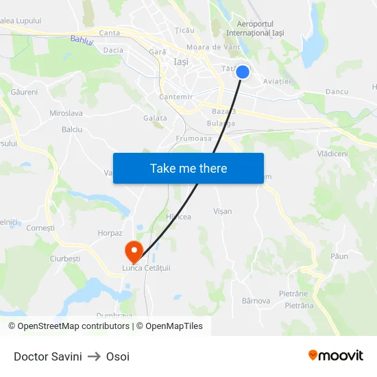 Doctor Savini to Osoi map