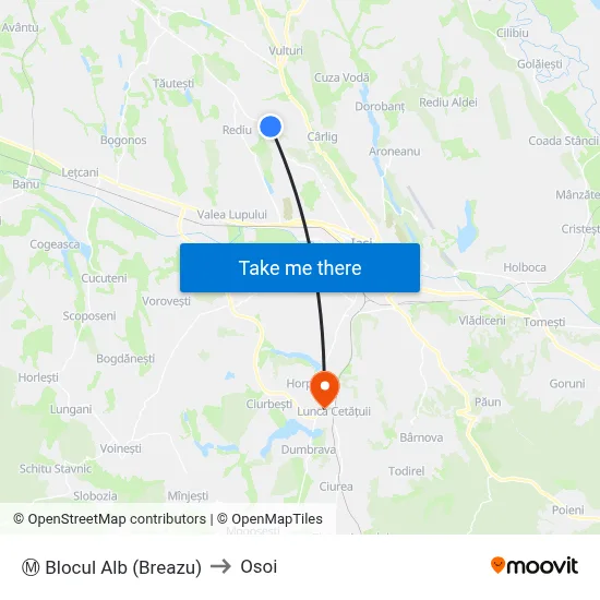 Ⓜ Blocul Alb (Breazu) to Osoi map
