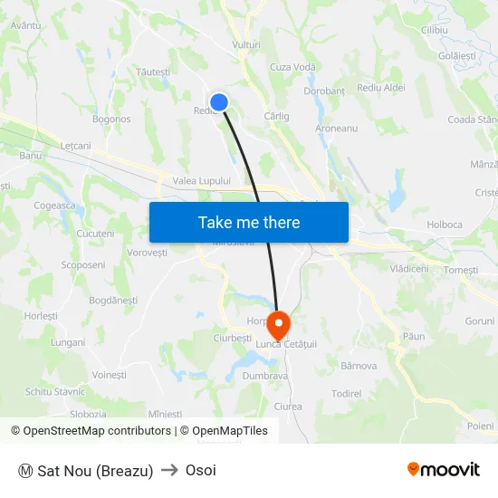 Ⓜ Sat Nou (Breazu) to Osoi map