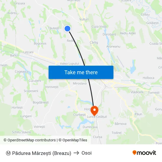 Ⓜ Pădurea Mârzești (Breazu) to Osoi map