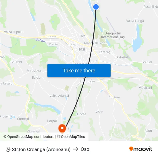 Ⓜ Str.Ion Creanga (Aroneanu) to Osoi map
