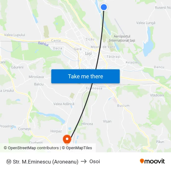 Ⓜ Str. M.Eminescu (Aroneanu) to Osoi map