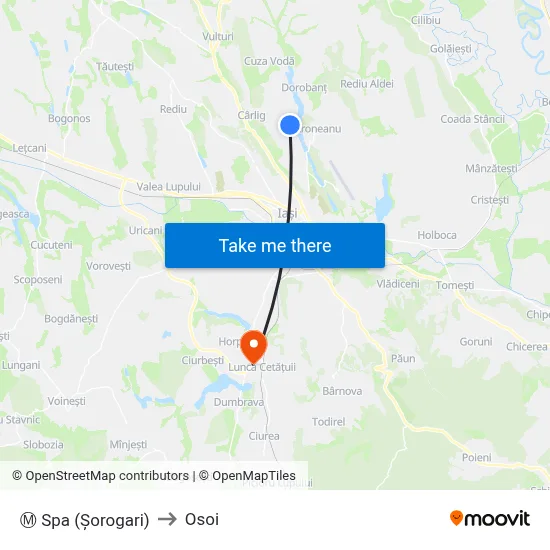 Ⓜ Spa (Șorogari) to Osoi map