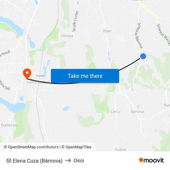 Ⓜ Elena Cuza (Bârnova) to Osoi map
