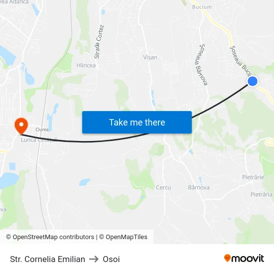 Str. Cornelia Emilian to Osoi map