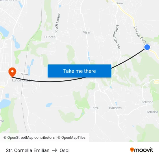Str. Cornelia Emilian to Osoi map
