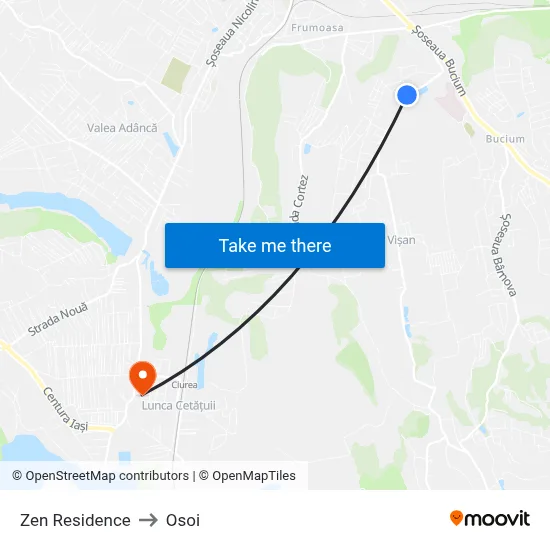 Zen Residence to Osoi map