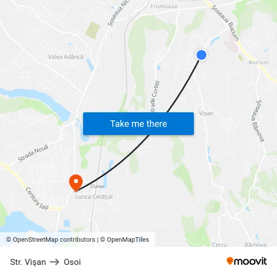 Str. Vişan to Osoi map