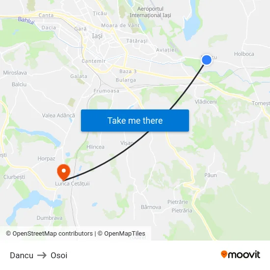 Dancu to Osoi map