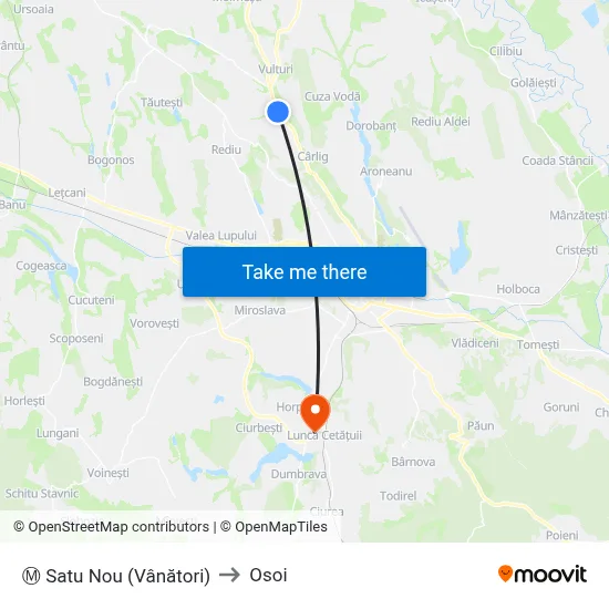 Ⓜ Satu Nou (Vânători) to Osoi map