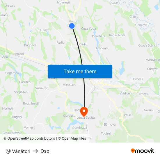 Ⓜ Vânători to Osoi map