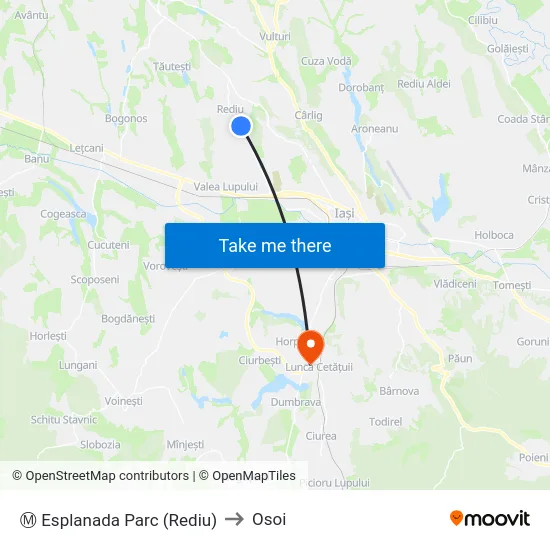 Ⓜ Esplanada Parc (Rediu) to Osoi map