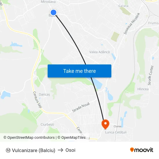 Ⓜ Vulcanizare (Balciu) to Osoi map