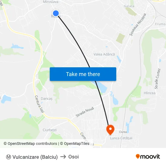 Ⓜ Vulcanizare (Balciu) to Osoi map