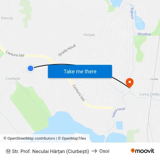 Ⓜ Str. Prof. Neculai Hârţan  (Ciurbeşti) to Osoi map