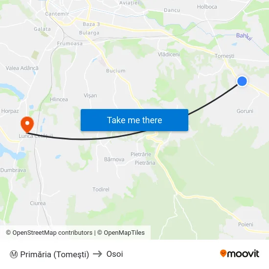 Ⓜ Primăria (Tomeşti) to Osoi map