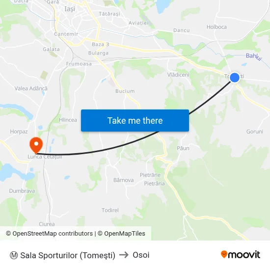 Ⓜ Sala Sporturilor (Tomeşti) to Osoi map