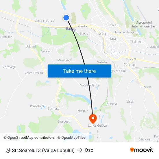 Ⓜ Str.Soarelui 3 (Valea Lupului) to Osoi map