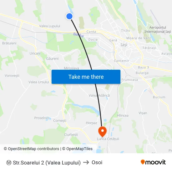 Ⓜ Str.Soarelui 2 (Valea Lupului) to Osoi map