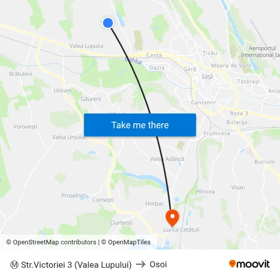 Ⓜ Str.Victoriei 3 (Valea Lupului) to Osoi map