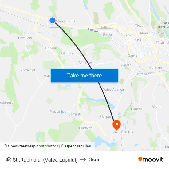 Ⓜ Str.Rubinului (Valea Lupului) to Osoi map