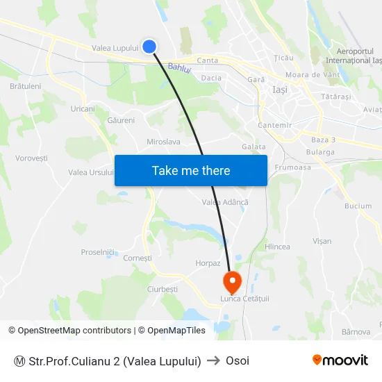 Ⓜ Str.Prof.Culianu 2 (Valea Lupului) to Osoi map