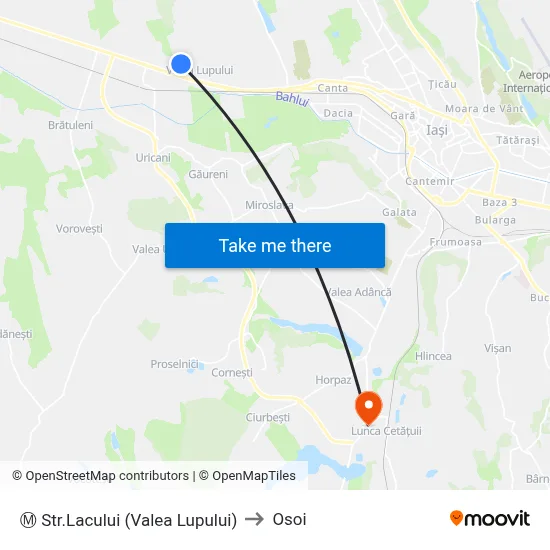 Ⓜ Str.Lacului (Valea Lupului) to Osoi map