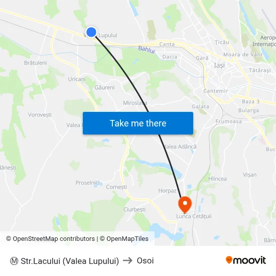 Ⓜ Str.Lacului (Valea Lupului) to Osoi map