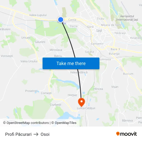 Profi Păcurari to Osoi map