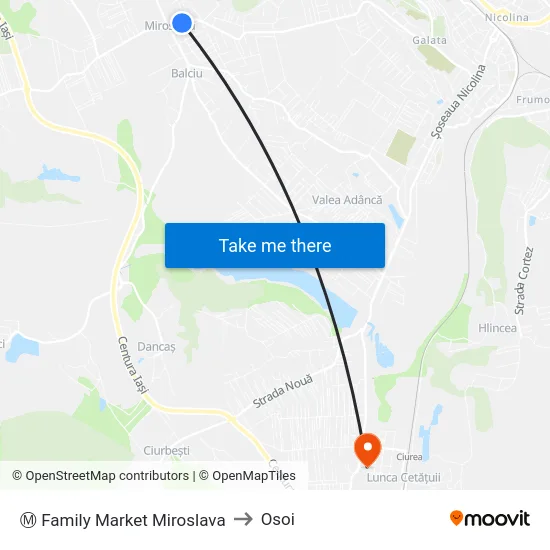 Ⓜ Family Market Miroslava to Osoi map