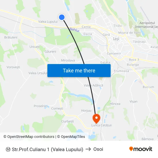 Ⓜ Str.Prof.Culianu 1 (Valea Lupului) to Osoi map