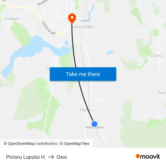 Picioru Lupului H. to Osoi map