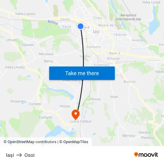 Iaşi to Osoi map