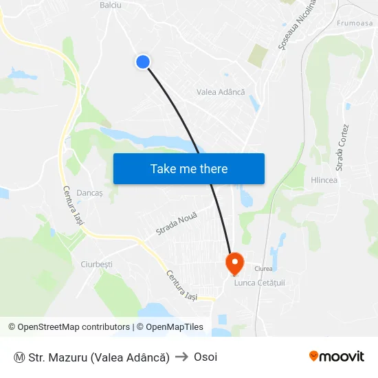 Ⓜ Str. Mazuru (Valea Adâncă) to Osoi map