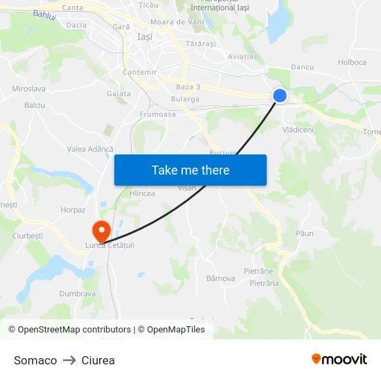 Somaco to Ciurea map