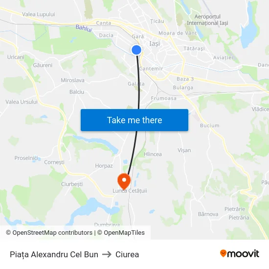 Piața Alexandru Cel Bun to Ciurea map