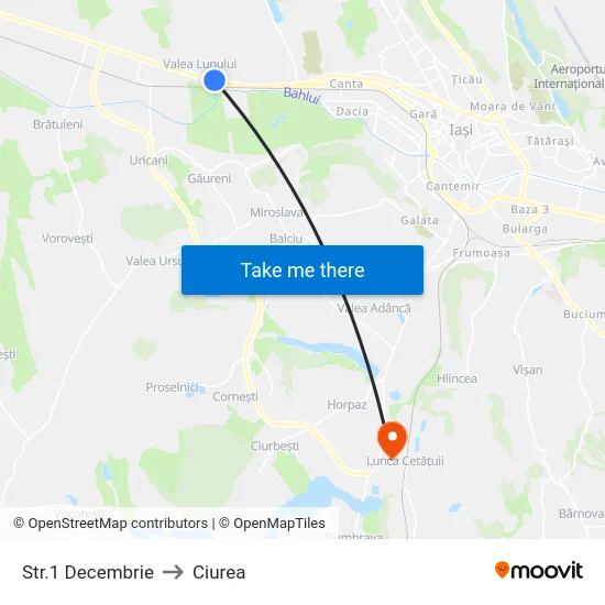 Str.1 Decembrie to Ciurea map
